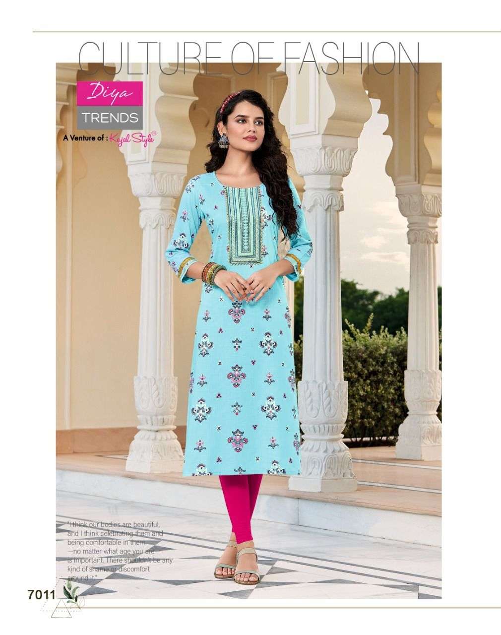 DIYA TRENDS LAUNCHED CLASSY REYON FOIL Prints  Fancy Embroidery KURTI