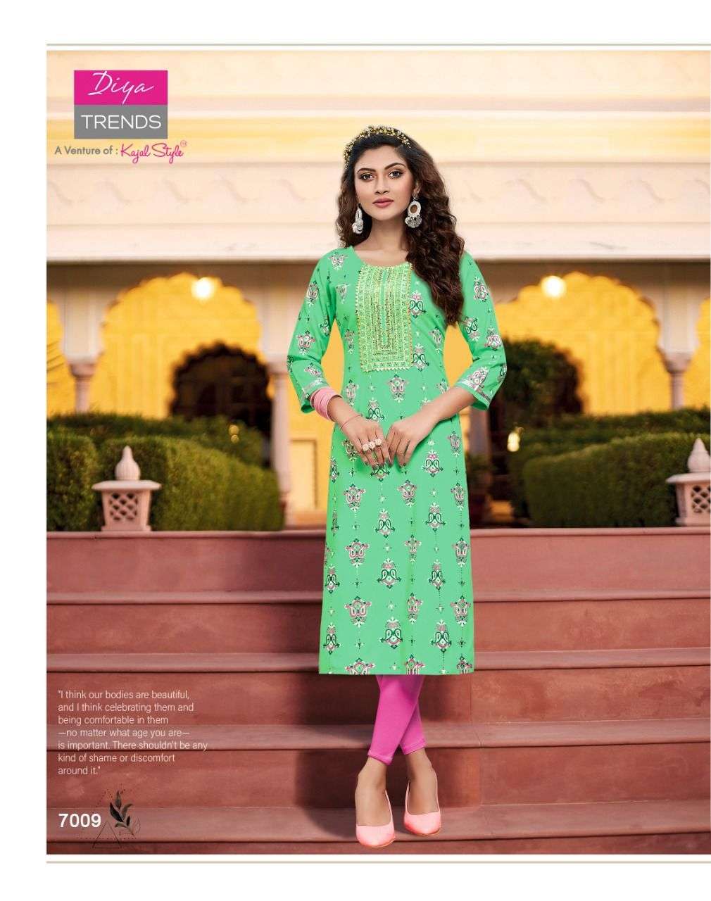 DIYA TRENDS LAUNCHED CLASSY REYON FOIL Prints  Fancy Embroidery KURTI