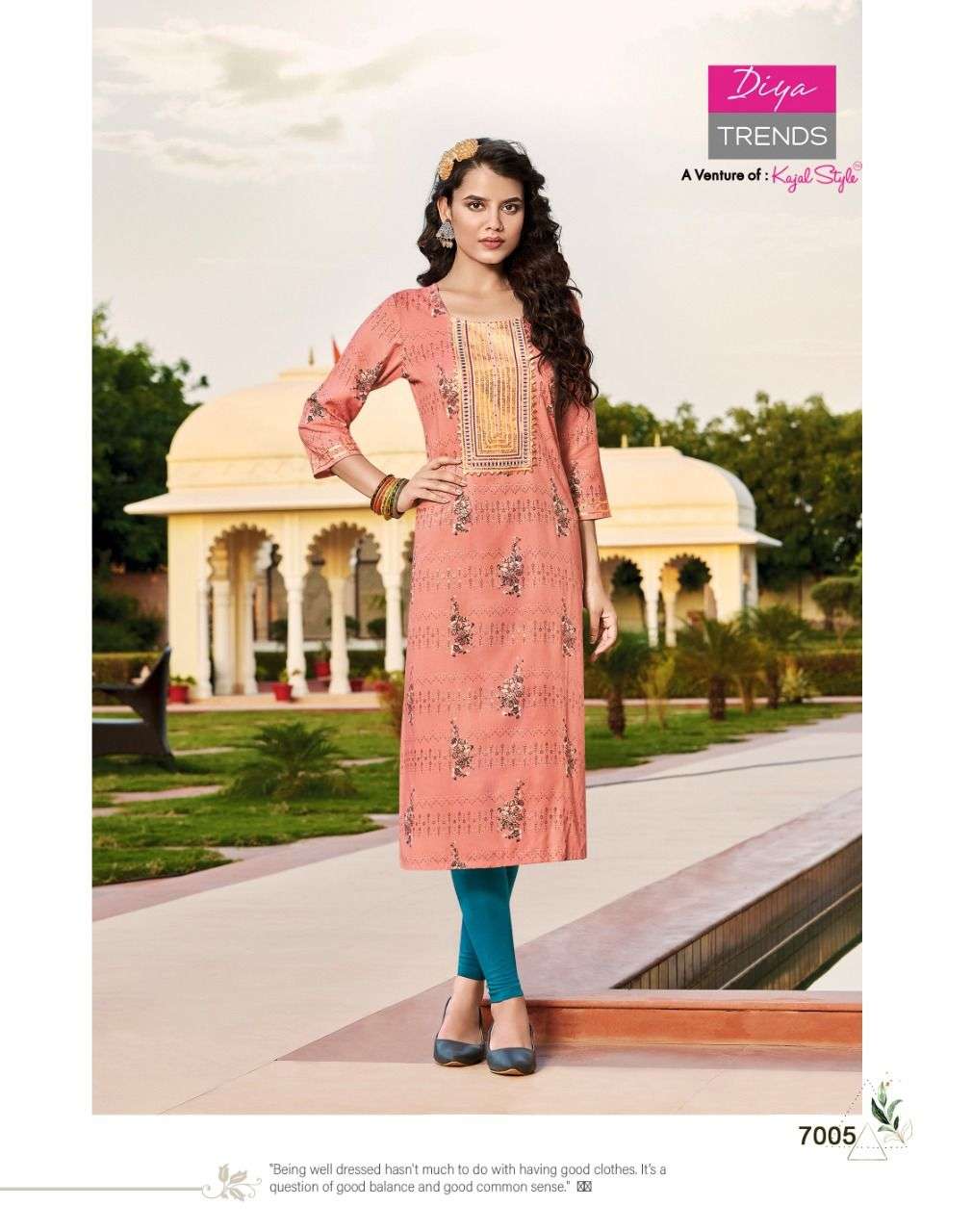 DIYA TRENDS LAUNCHED CLASSY REYON FOIL Prints  Fancy Embroidery KURTI