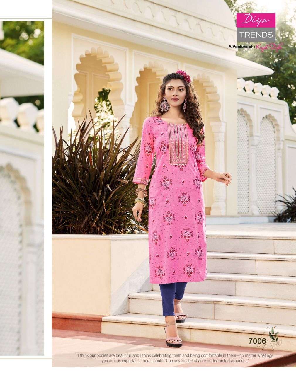 DIYA TRENDS LAUNCHED CLASSY REYON FOIL Prints  Fancy Embroidery KURTI