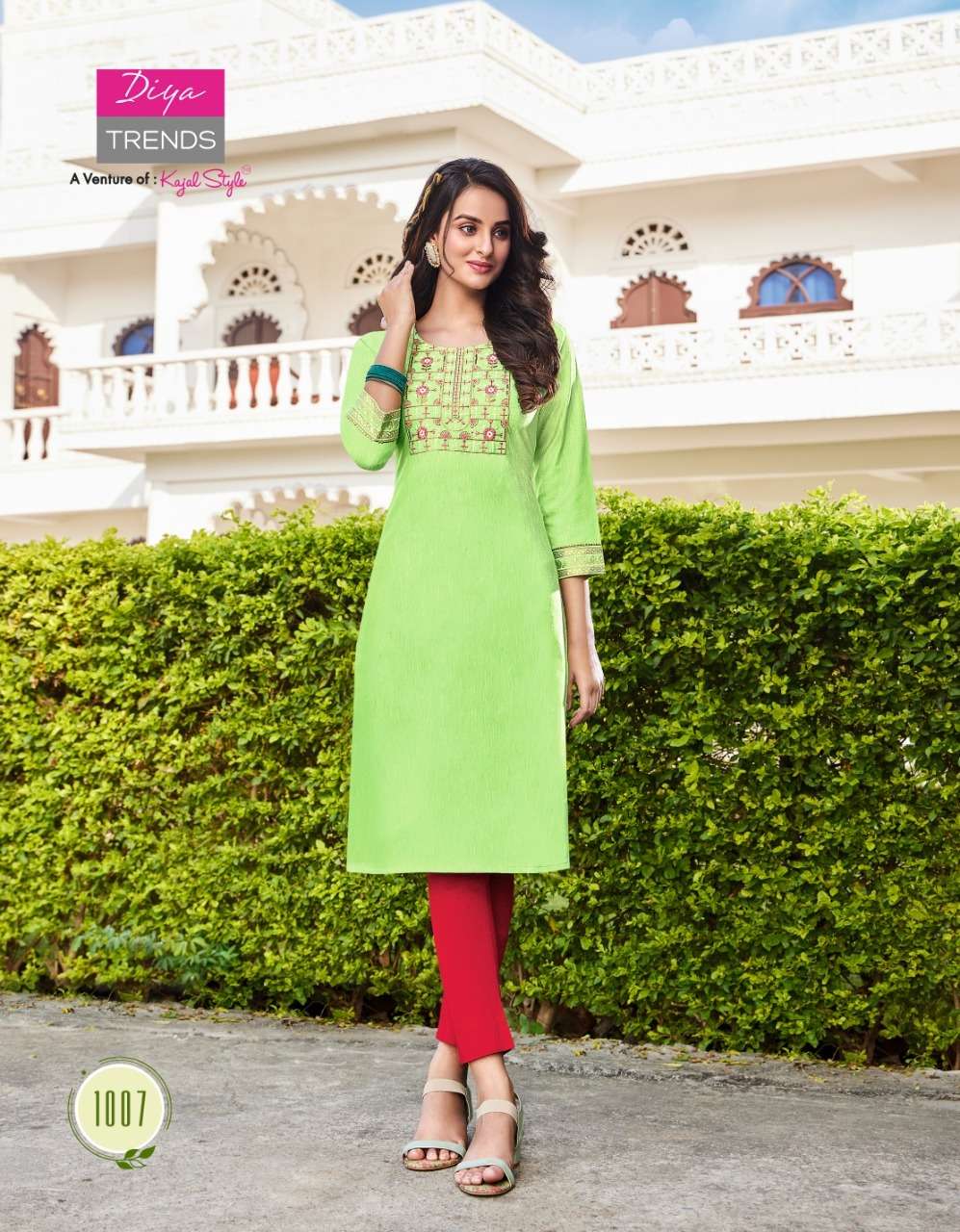 DIYA TRENDS LAUNCHED FASHION BIRD VOL-1 KAJAL STYLE RAYON LINEN EMBROIDERY KURTI ON WHOLESALE