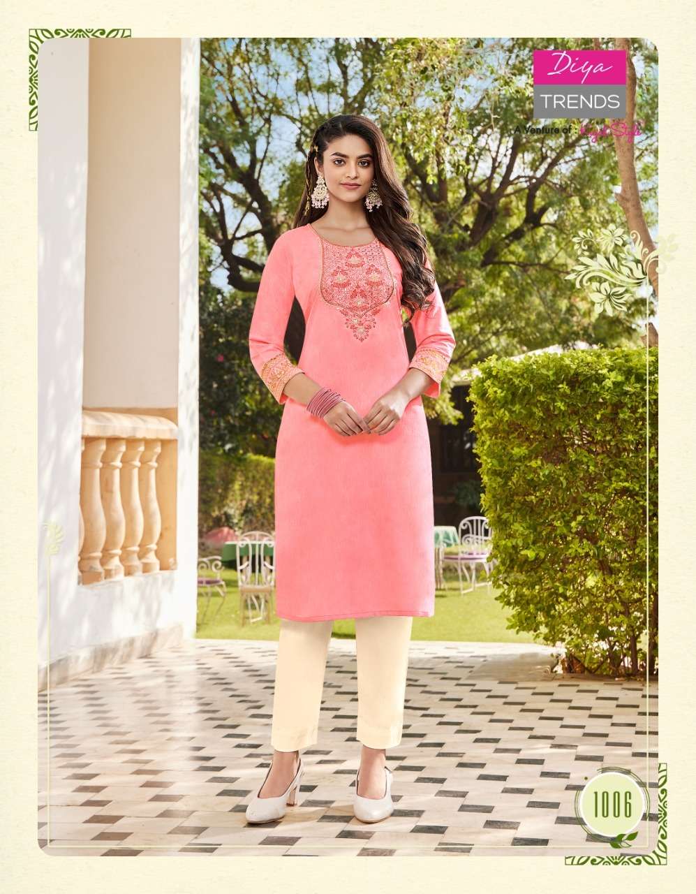 DIYA TRENDS LAUNCHED FASHION BIRD VOL-1 KAJAL STYLE RAYON LINEN EMBROIDERY KURTI ON WHOLESALE
