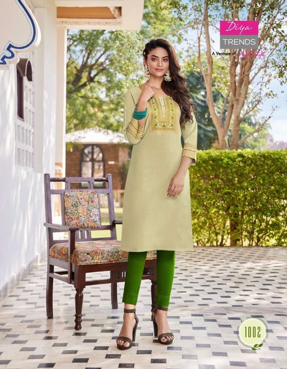DIYA TRENDS LAUNCHED FASHION BIRD VOL-1 KAJAL STYLE RAYON LINEN EMBROIDERY KURTI ON WHOLESALE