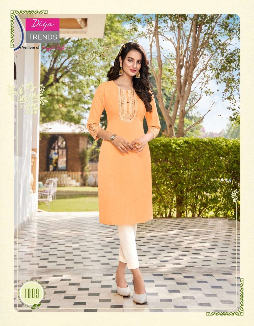 DIYA TRENDS LAUNCHED FASHION BIRD VOL-1 KAJAL STYLE RAYON LINEN EMBROIDERY KURTI ON WHOLESALE