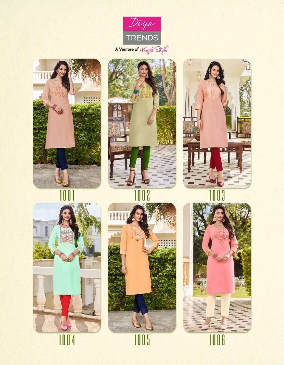 DIYA TRENDS LAUNCHED FASHION BIRD VOL-1 KAJAL STYLE RAYON LINEN EMBROIDERY KURTI ON WHOLESALE