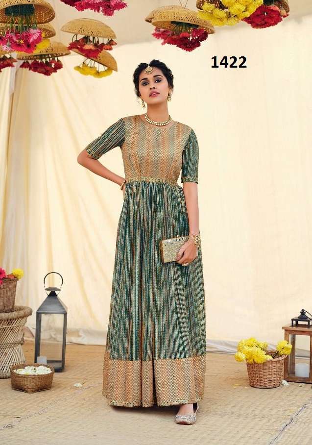 Eba Lifestyle Present Prime Rose 6 Ready Made Ethenic Gown With Heavy Embroidery On Wholesale Single Available 