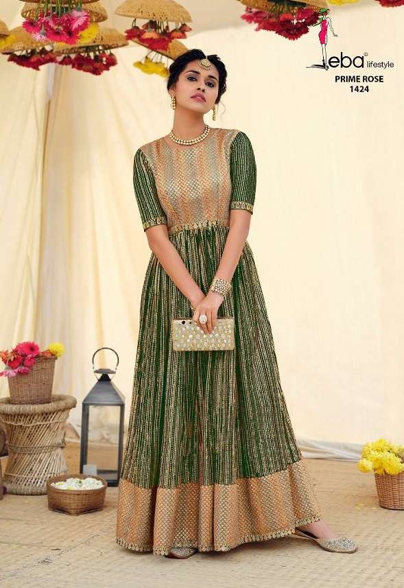 Eba Lifestyle Present Prime Rose 6 Ready Made Ethenic Gown With Heavy Embroidery On Wholesale Single Available 