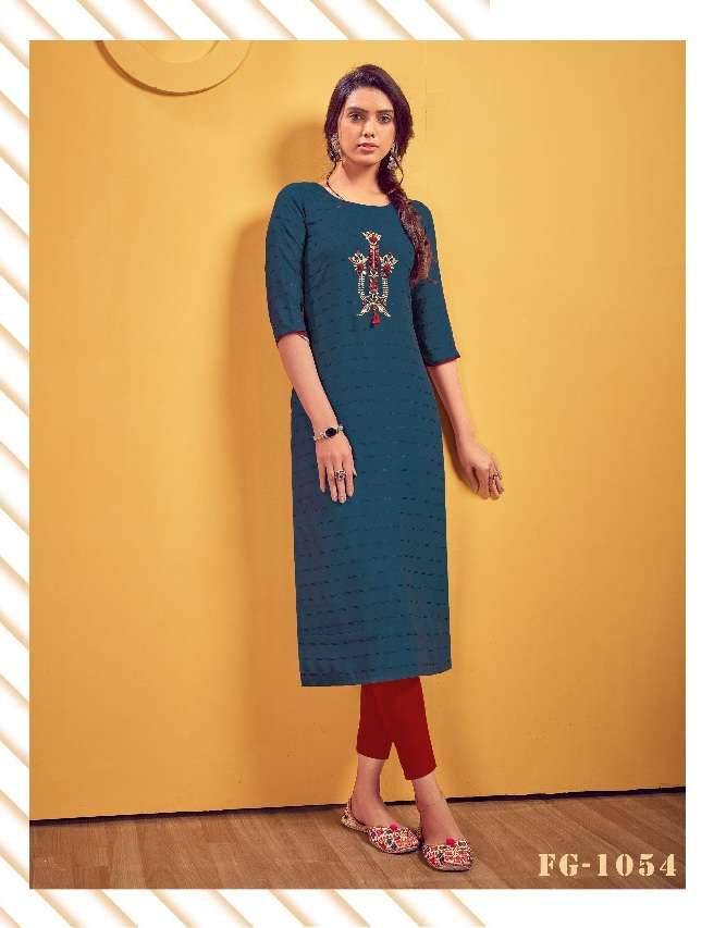 Fashion Galleria Present KALINDI Vol-01 Straight Kurtis Embroidery Work On Wholesale