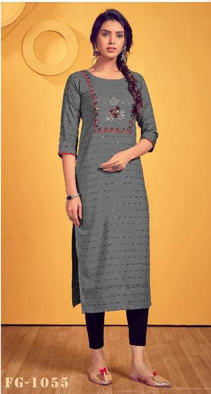 Fashion Galleria Present KALINDI Vol-01 Straight Kurtis Embroidery Work On Wholesale