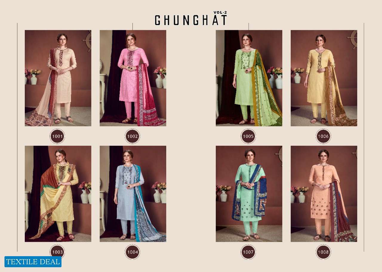 GHUNGHAT VOL 2 BY KAARA SUIT COTTON PRINT WITH EXCLUSIVE EMBROIDERY SUIT ON WHOLESALE