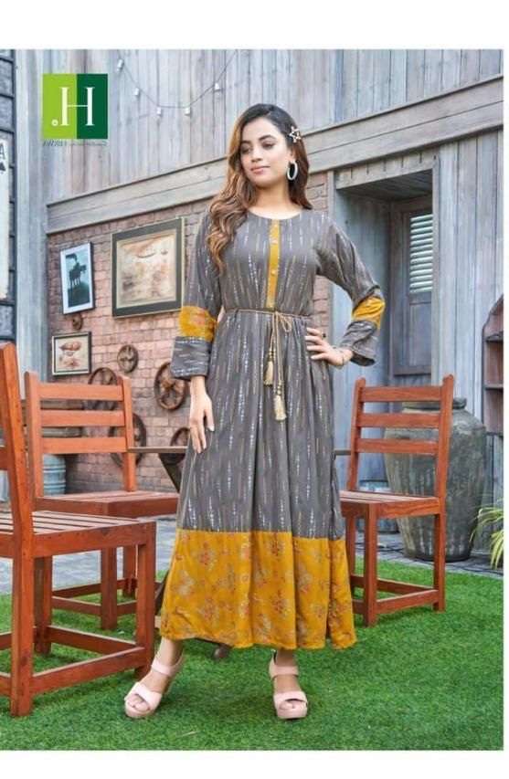  HIRWA PRESENTS Golden Ikkat VOL.1 Anarkali Kurti With Heavy Rayon Print