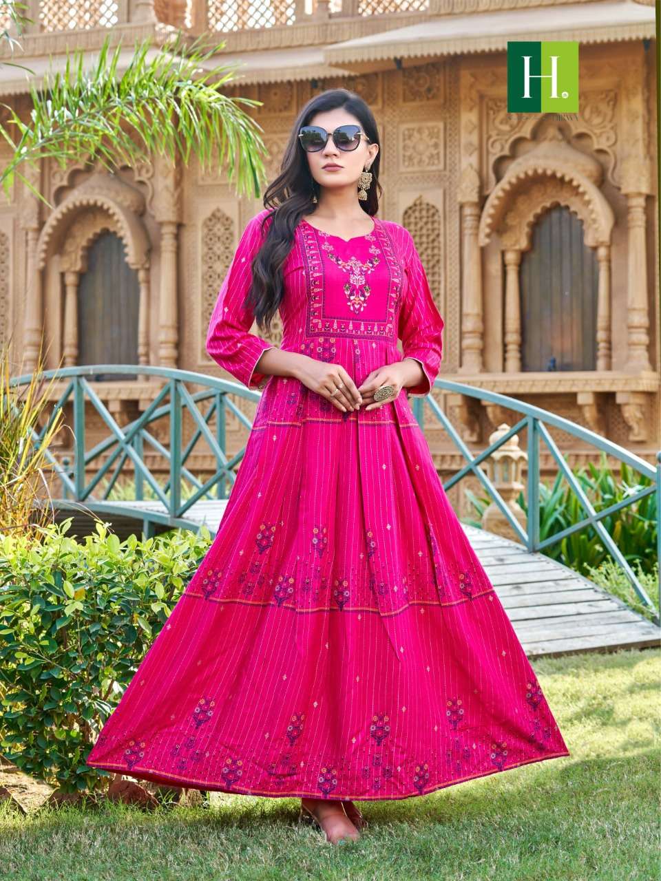 Designer Anarkali gota suit set with malmal dupatta and attractive back  latkan design