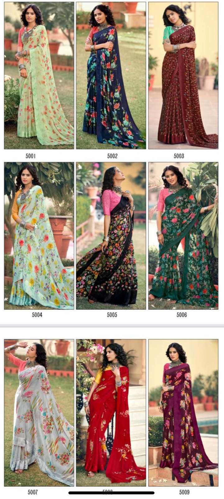 KASHVI PRESENT FANCY WEGHTLESS GEORGET DIGITAL PRINT WITH FANCY SATIN PATTA BORDER  WITH BLOUSE ON WHOLESALE 