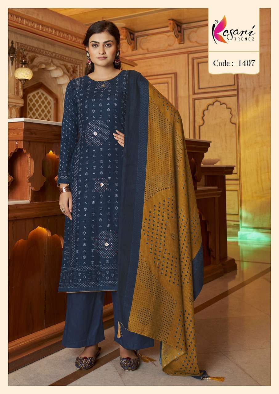 KESARI TRENDZ Launched Dooby Pashmina Print with Katha Work With  Shawl Dupata