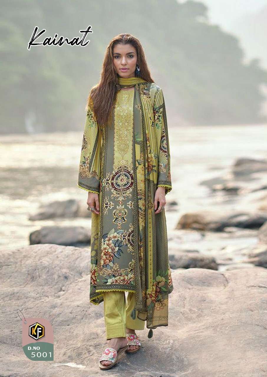 Keval Fab Kainat Luxury Lawn Present Vol-5 Dress Material Lawn Cotton Print On Wholesale