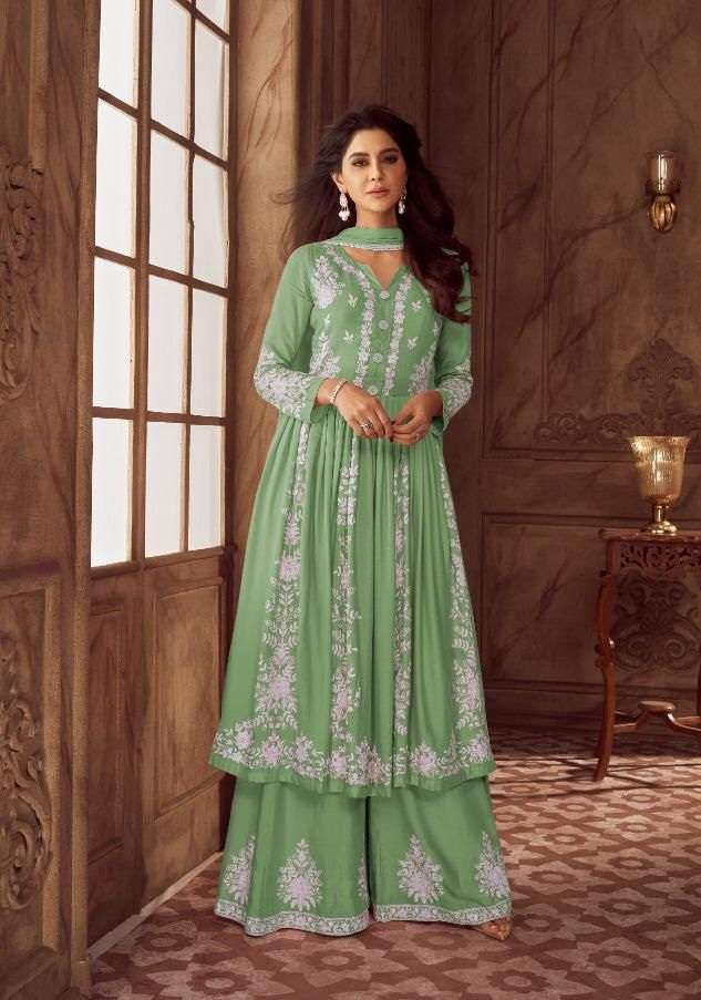 LAKHNAVI PRESENT VAMIKA VOL:-4 WHITE THREAD AND  FNAZMIN WITH FOUR SIDE LESS ON WHOLESALE 