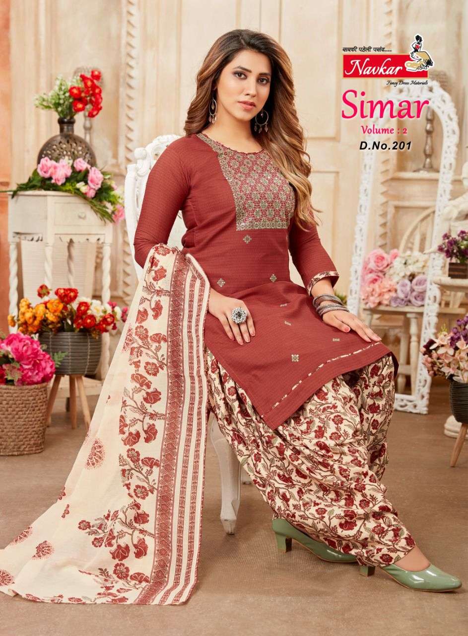 NAVKAR PRESENT SIMAR VOL- 2  READYMADE DESIGNER PATIALA ON EMBROIDERY WORK