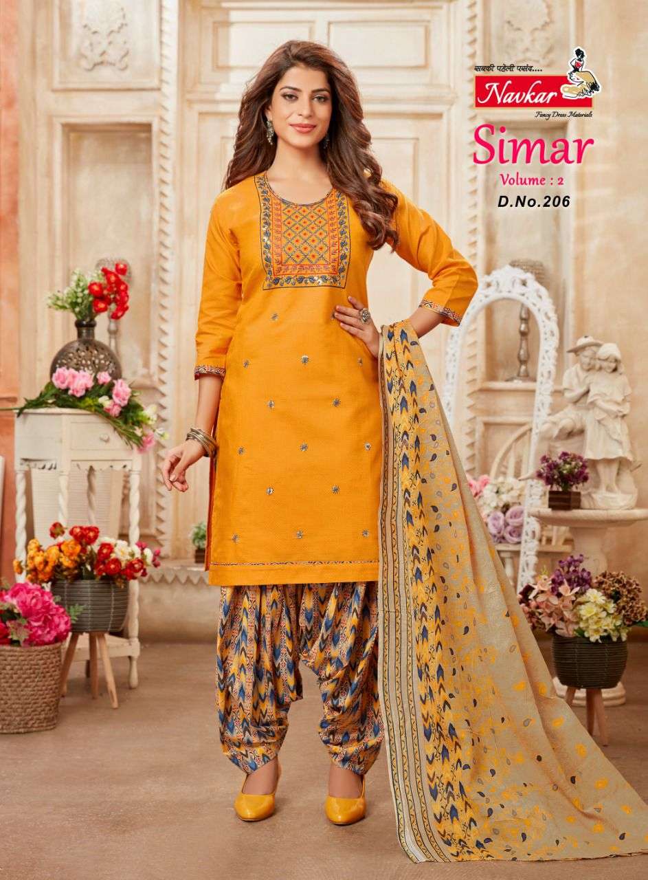 NAVKAR PRESENT SIMAR VOL- 2  READYMADE DESIGNER PATIALA ON EMBROIDERY WORK
