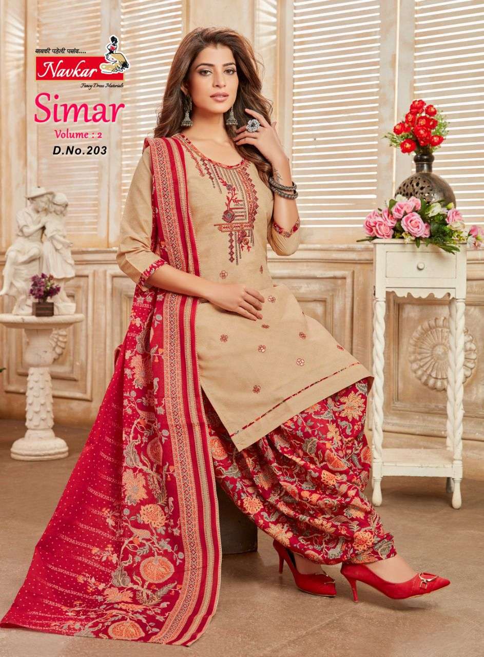 NAVKAR PRESENT SIMAR VOL- 2  READYMADE DESIGNER PATIALA ON EMBROIDERY WORK