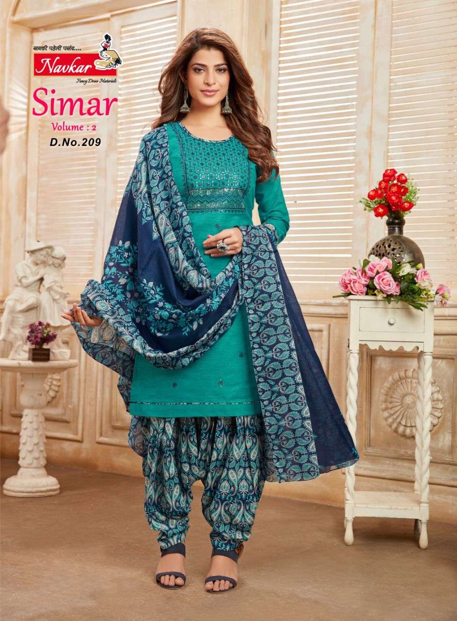 NAVKAR PRESENT SIMAR VOL- 2  READYMADE DESIGNER PATIALA ON EMBROIDERY WORK