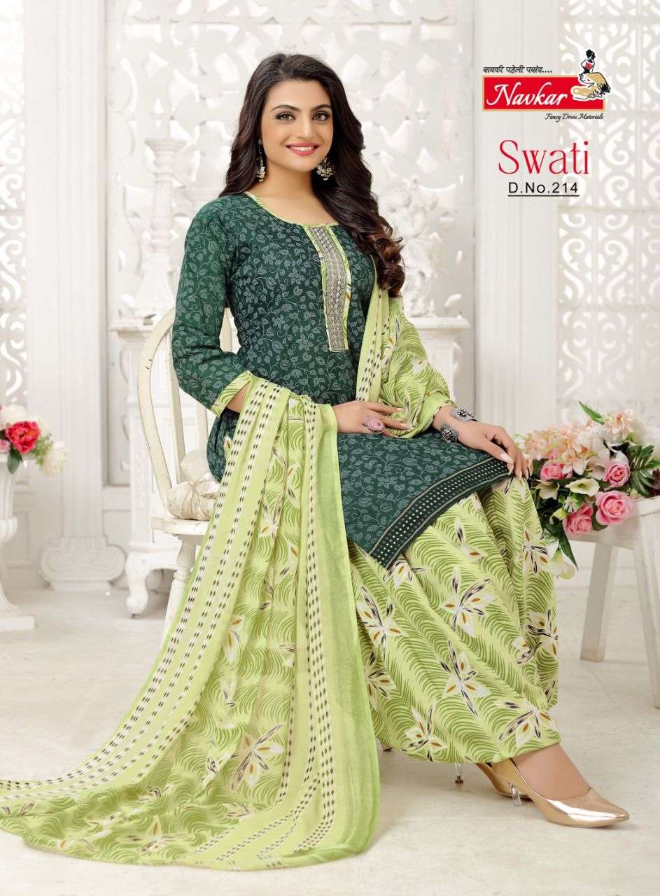 Navkar Present Swati VOL2 Neck Embroidery Work Sikvans Work Patiyala With Duptta On Wholesale