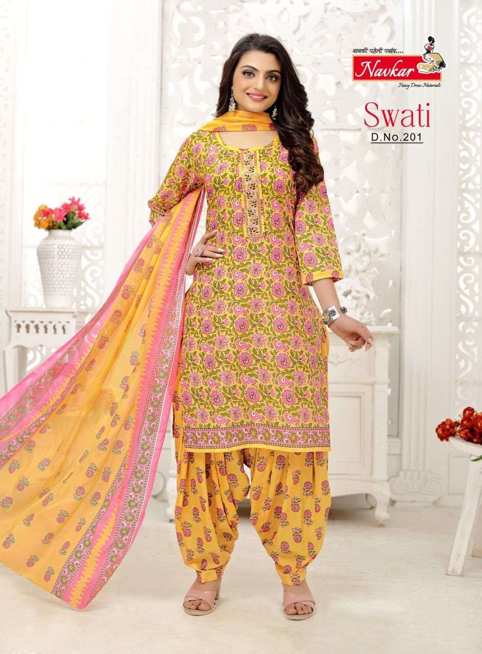 Navkar Present Swati VOL2 Neck Embroidery Work Sikvans Work Patiyala With Duptta On Wholesale