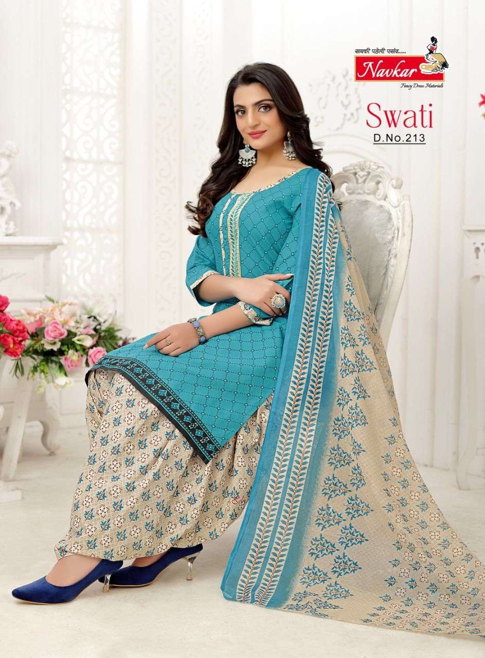 Navkar Present Swati VOL2 Neck Embroidery Work Sikvans Work Patiyala With Duptta On Wholesale