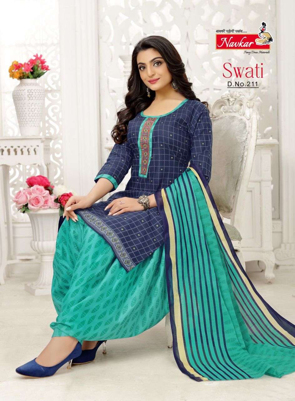 Navkar Present Swati VOL2 Neck Embroidery Work Sikvans Work Patiyala With Duptta On Wholesale