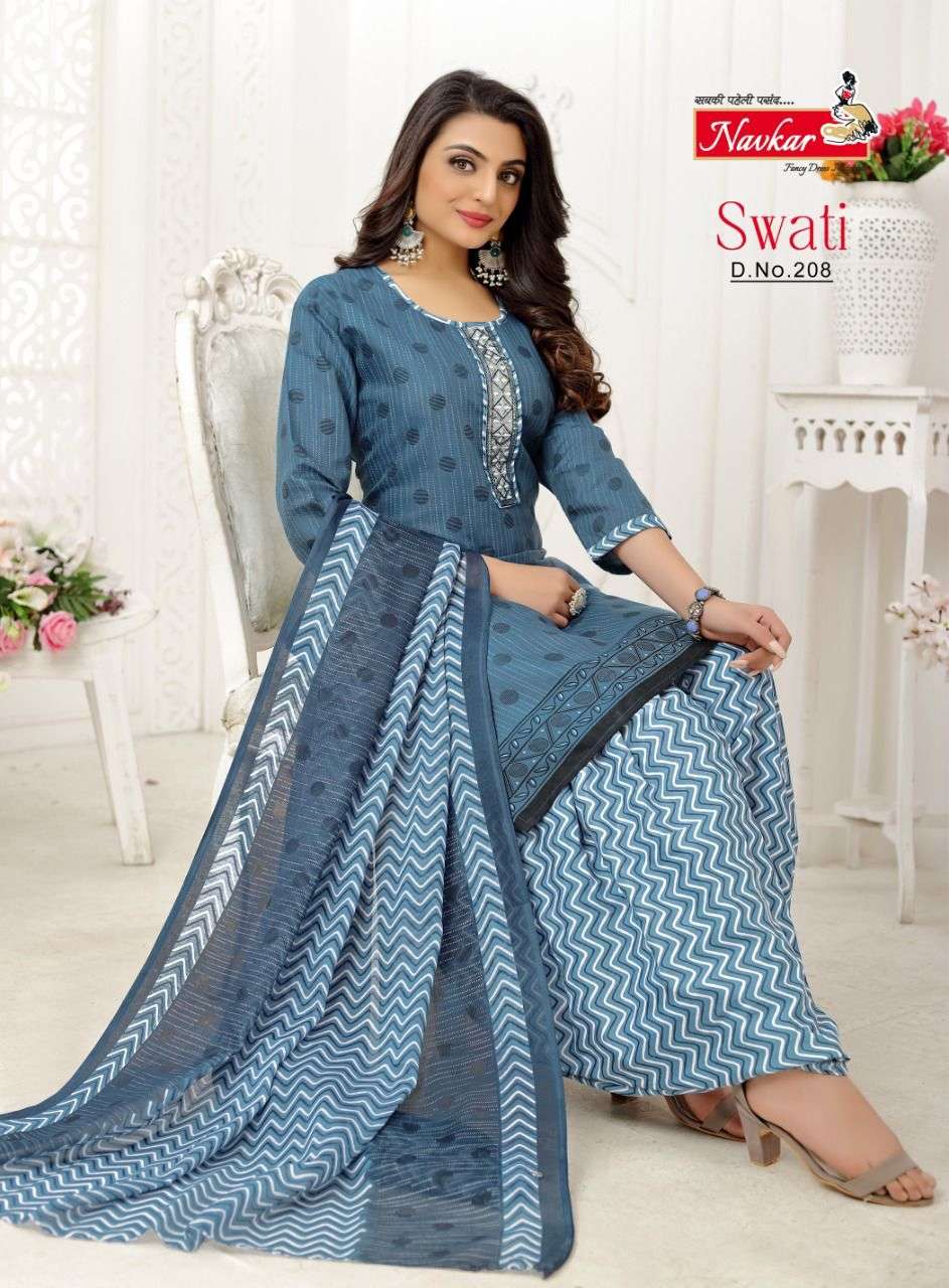 Navkar Present Swati VOL2 Neck Embroidery Work Sikvans Work Patiyala With Duptta On Wholesale
