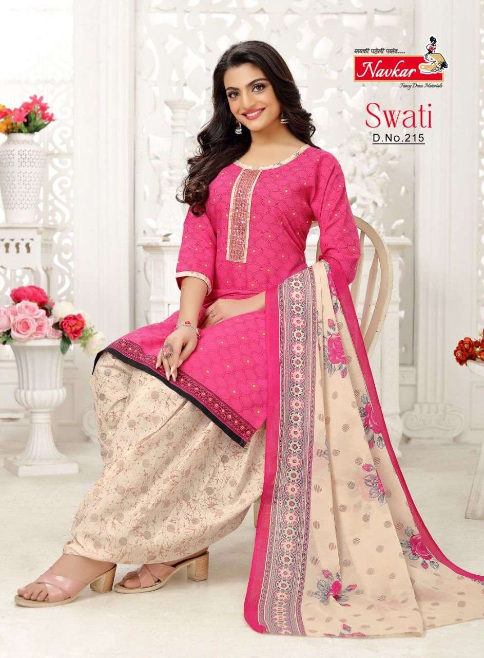 Navkar Present Swati VOL2 Neck Embroidery Work Sikvans Work Patiyala With Duptta On Wholesale
