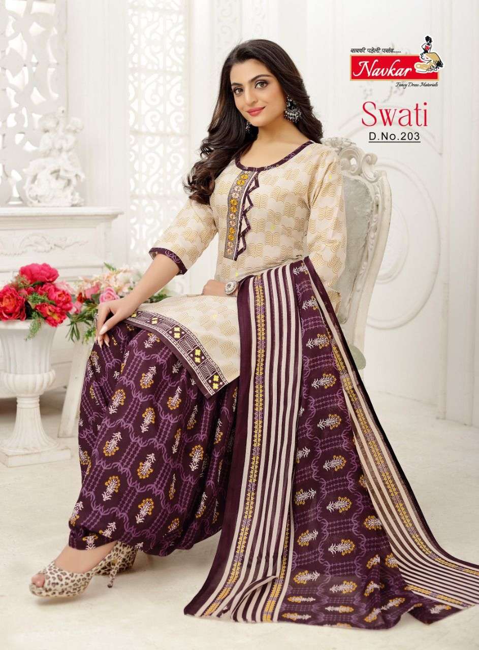 Navkar Present Swati VOL2 Neck Embroidery Work Sikvans Work Patiyala With Duptta On Wholesale