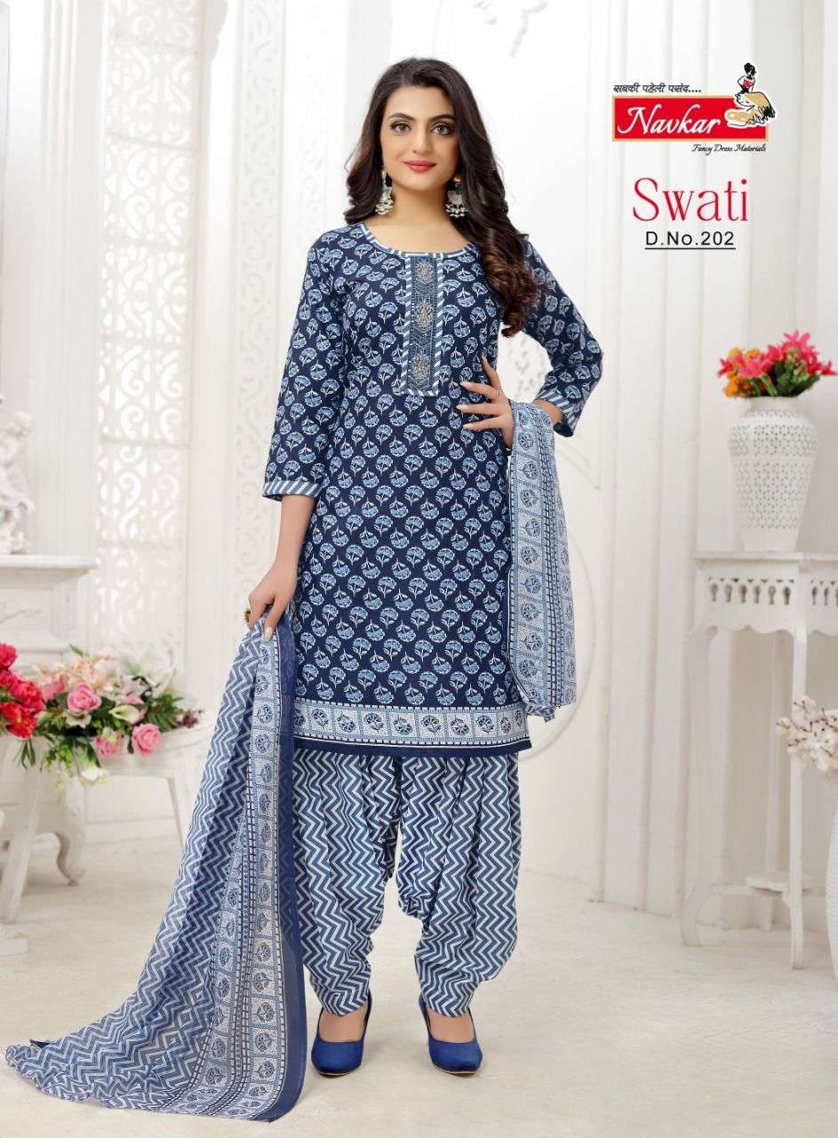 Navkar Present Swati VOL2 Neck Embroidery Work Sikvans Work Patiyala With Duptta On Wholesale