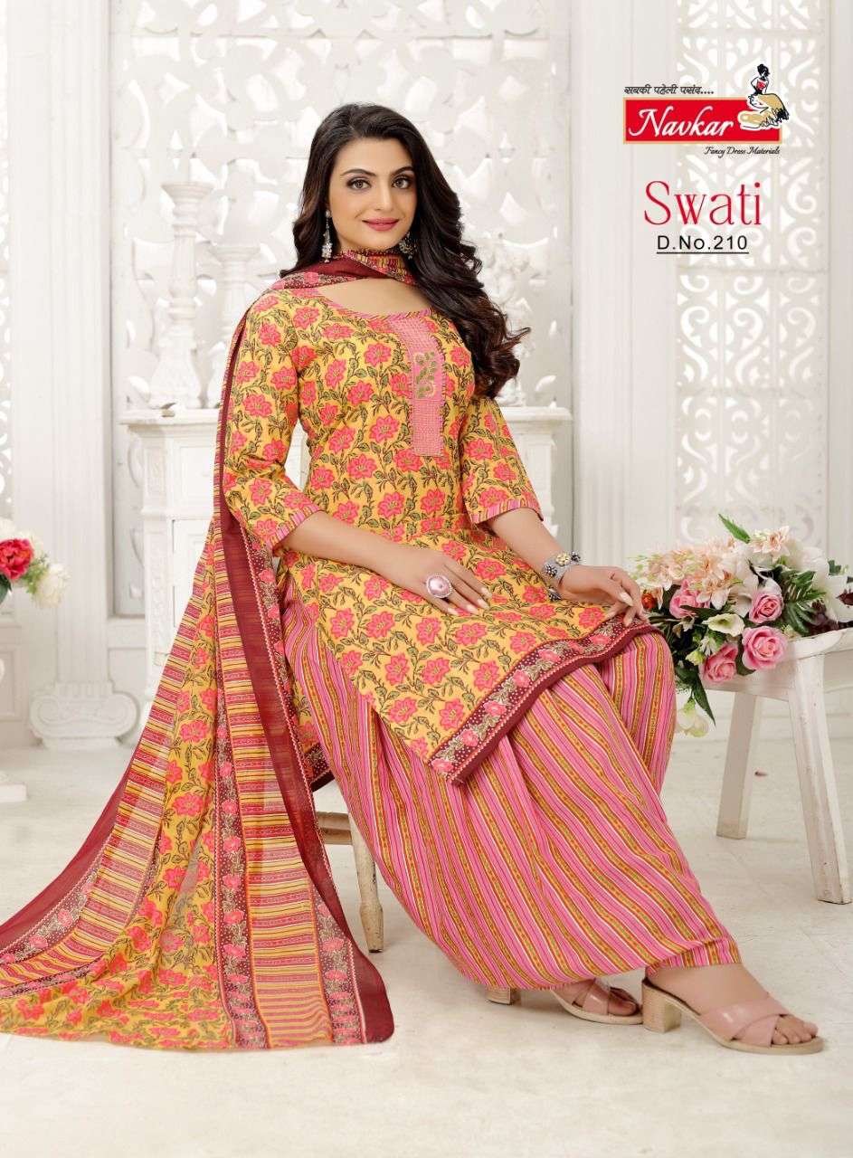 Navkar Present Swati VOL2 Neck Embroidery Work Sikvans Work Patiyala With Duptta On Wholesale