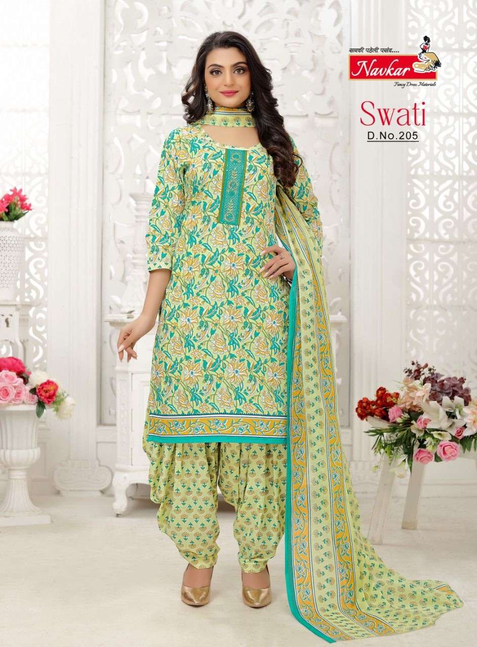 Navkar Present Swati VOL2 Neck Embroidery Work Sikvans Work Patiyala With Duptta On Wholesale