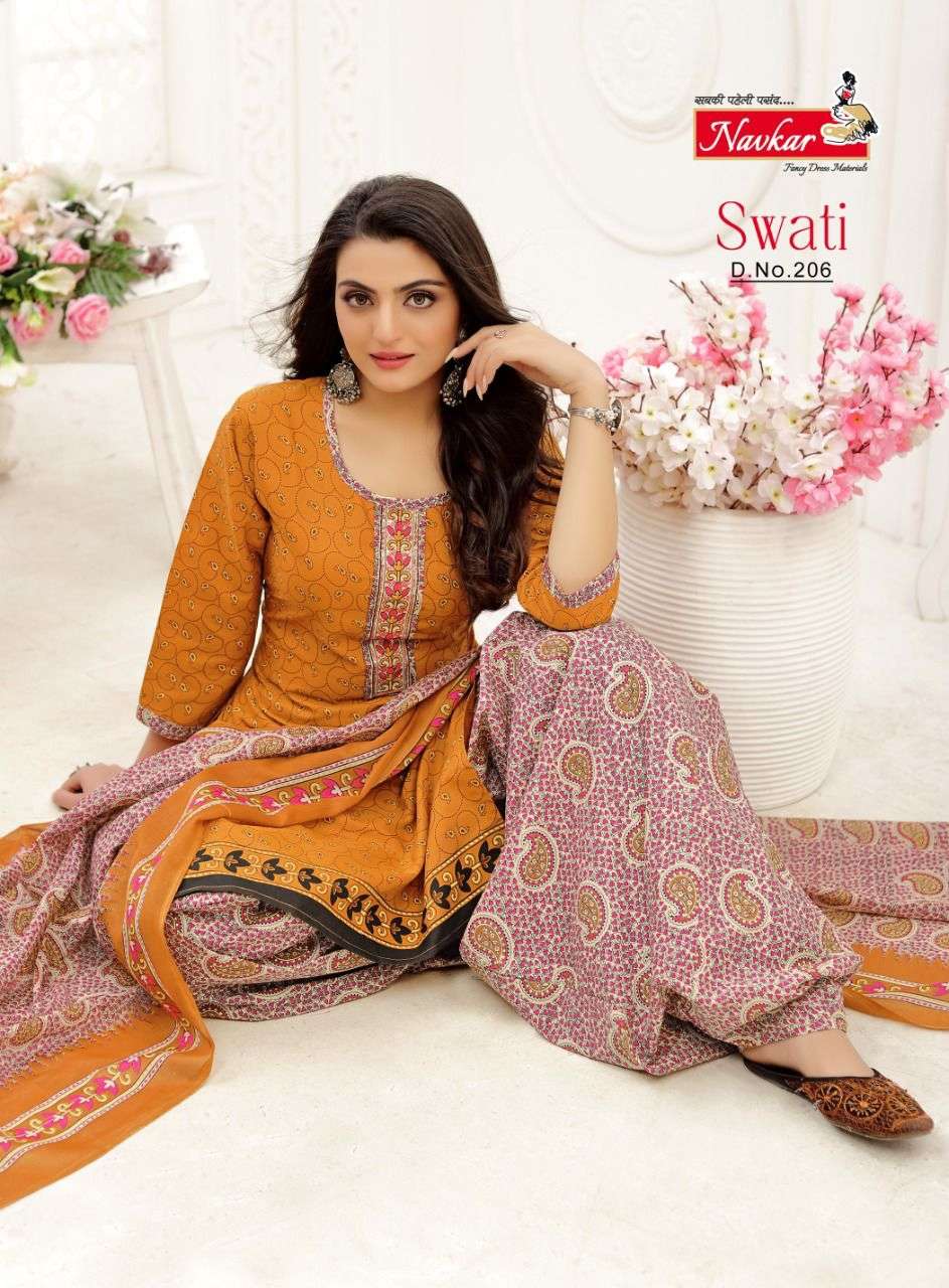 Navkar Present Swati VOL2 Neck Embroidery Work Sikvans Work Patiyala With Duptta On Wholesale
