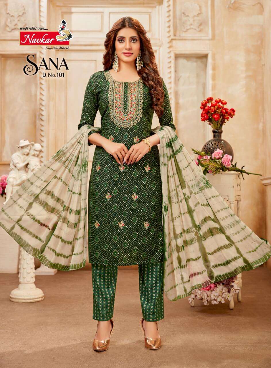 Navkar Sana Fancy Kurti With Bottom Dupatta Collection On Wholesale