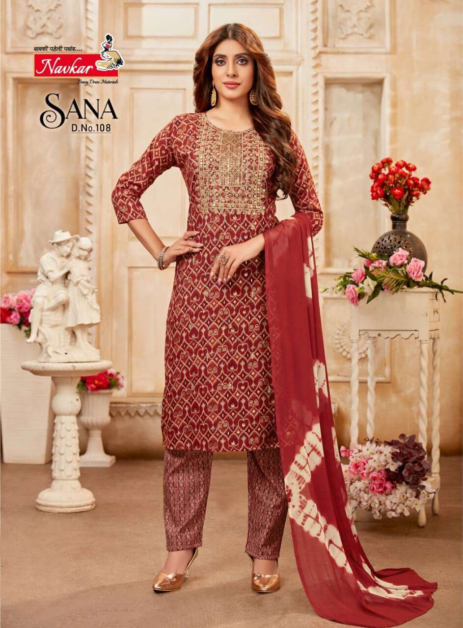 Navkar Sana Fancy Kurti With Bottom Dupatta Collection On Wholesale