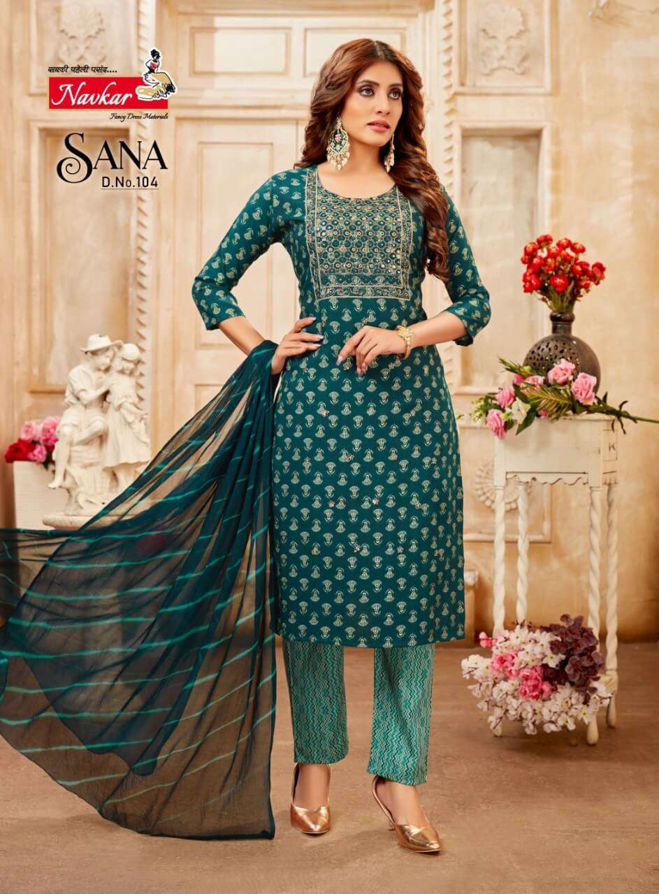 Navkar Sana Fancy Kurti With Bottom Dupatta Collection On Wholesale