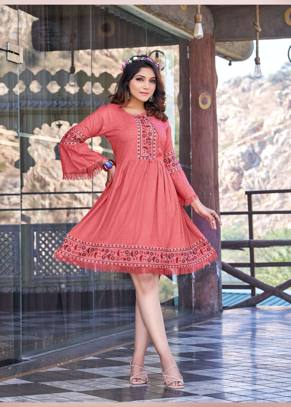 OSSM PRESENT CHERRY REYON  HEAVY EMBROIDRY WORK WITH LACE ON WHOLESALE 