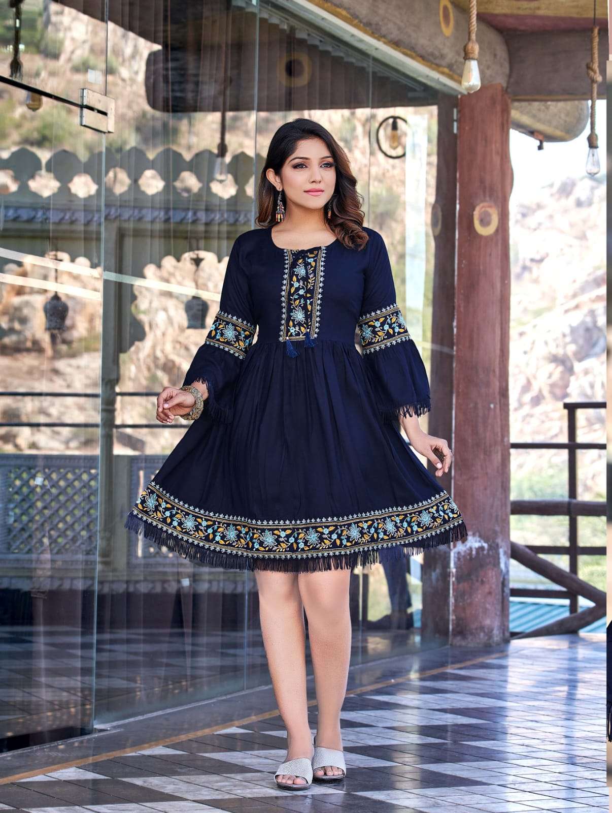 OSSM PRESENT CHERRY REYON  HEAVY EMBROIDRY WORK WITH LACE ON WHOLESALE 