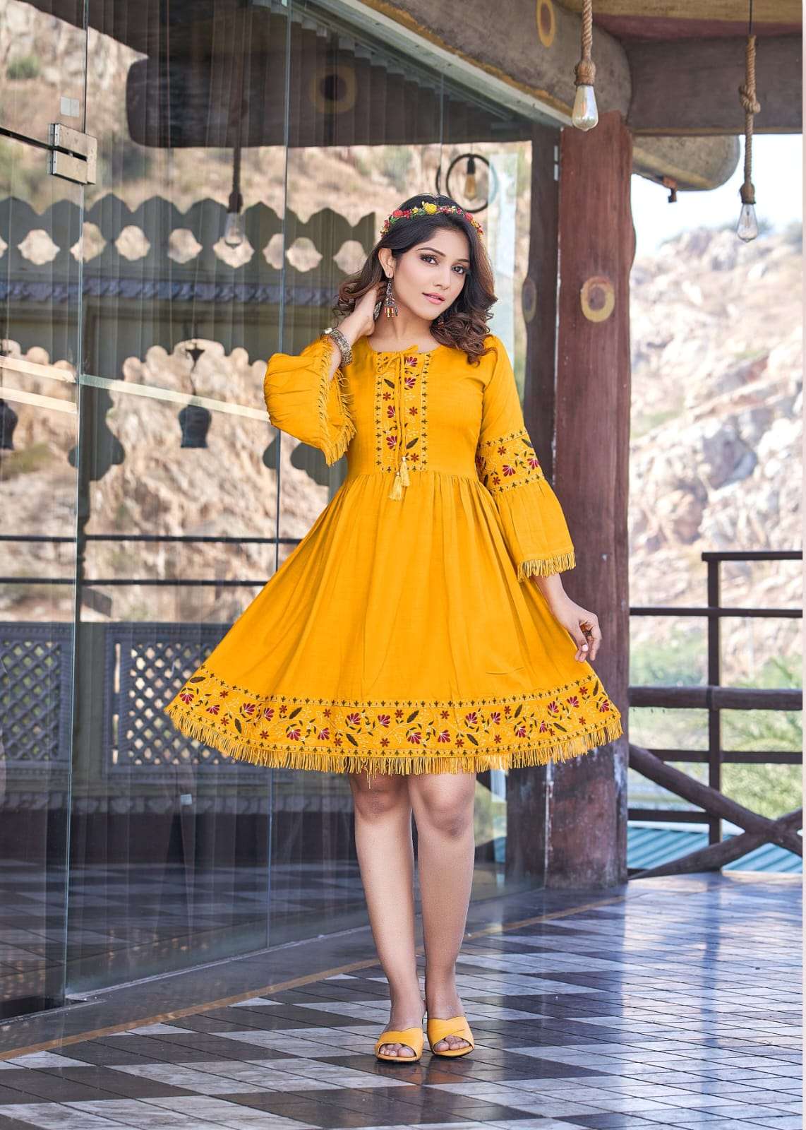 OSSM PRESENT CHERRY REYON  HEAVY EMBROIDRY WORK WITH LACE ON WHOLESALE 