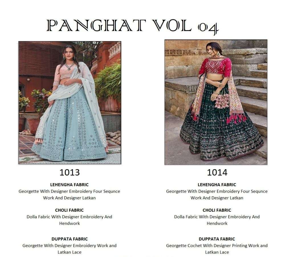  Panghat Present Vol 4 Exclusive Wear Wedding Lehenga In Sequence Work On Wholesale