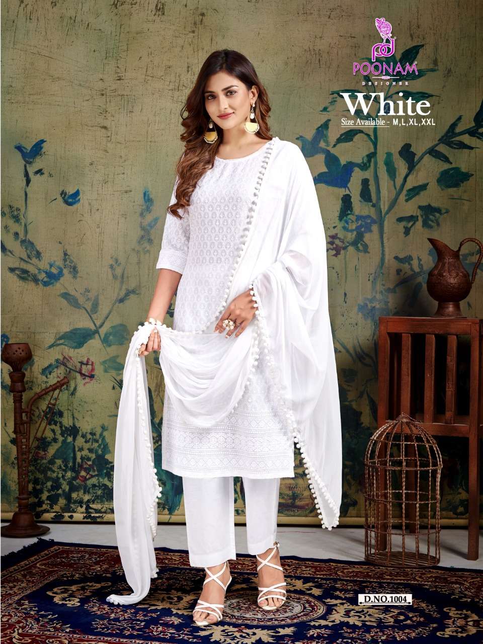 Cotton 34th Sleeve Straight Long Kurti with Cigarette Pants