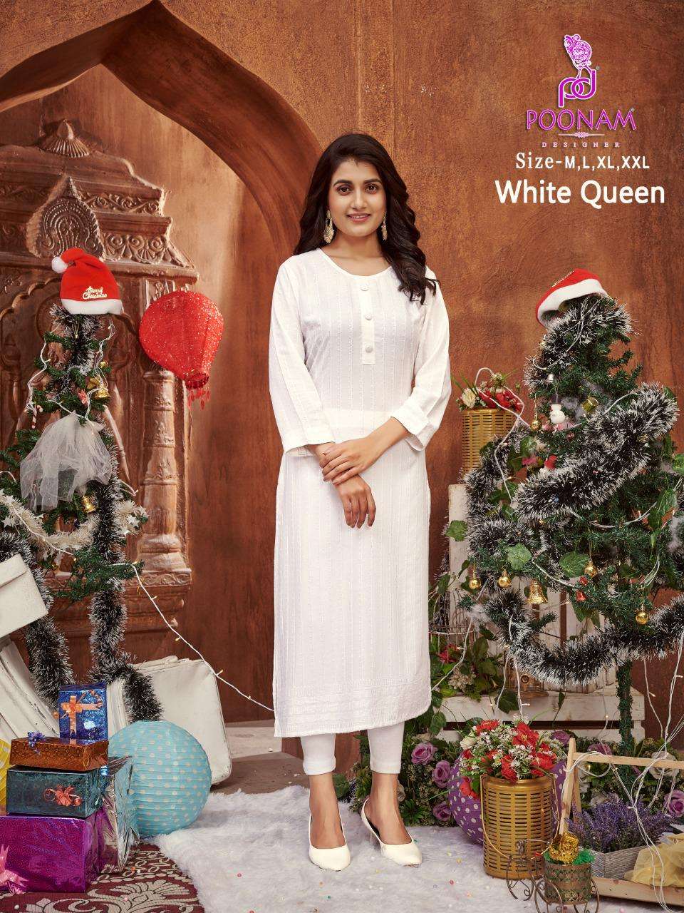 POONAM LAUNCHING WHITE QUEEN CHIKAN WORK KURTI