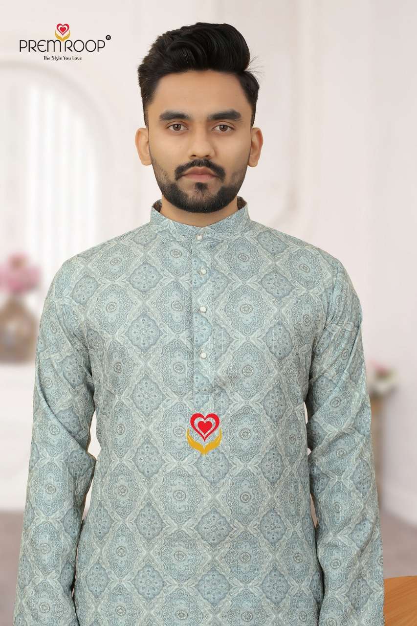 Prem Roop Croceck Printed Mens Kurta wholesale price Available Only Wholesale Catalog