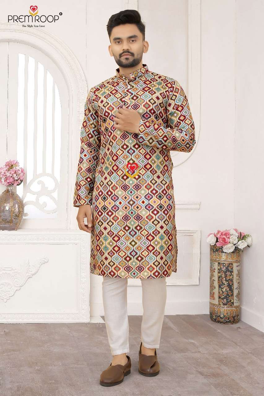 Prem Roop Croceck Printed Mens Kurta wholesale price Available Only Wholesale Catalog