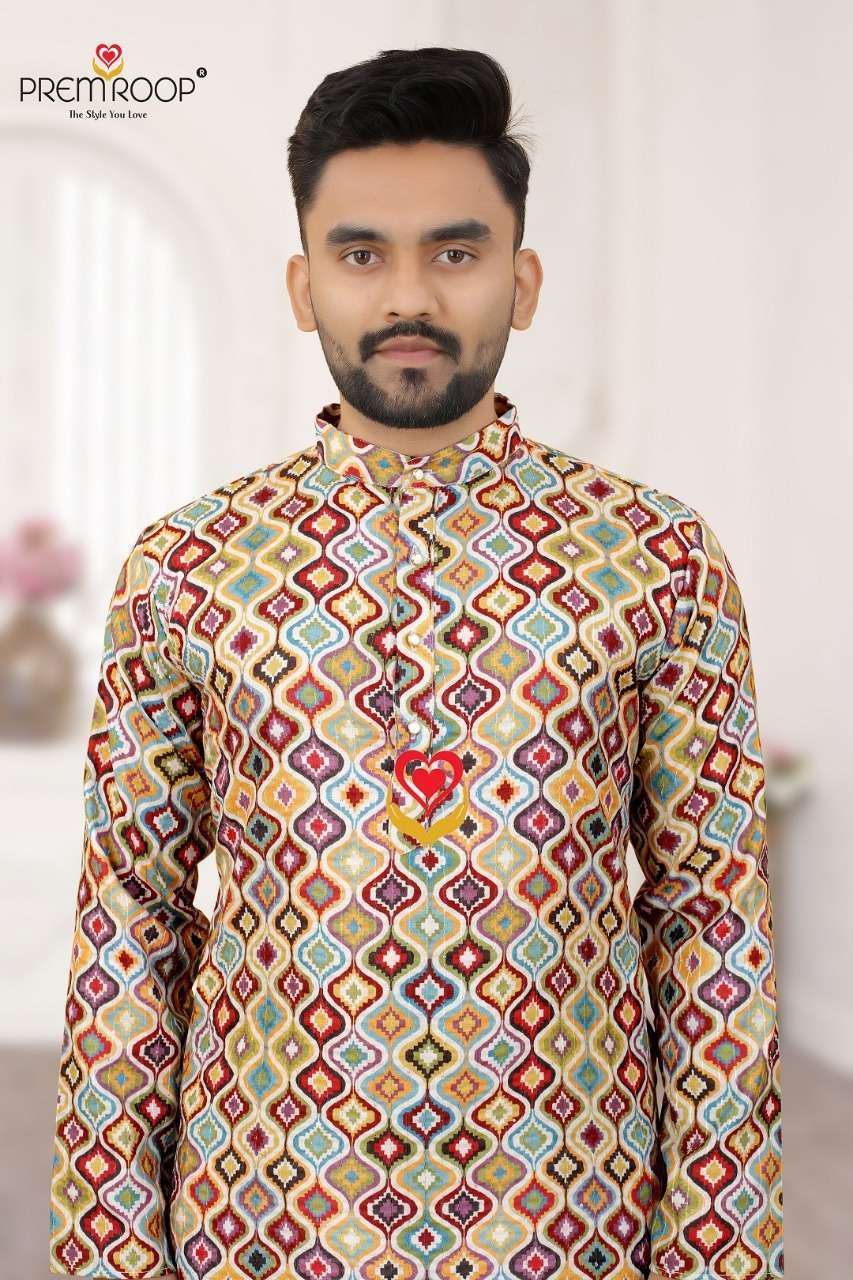 Prem Roop Croceck Printed Mens Kurta wholesale price Available Only Wholesale Catalog