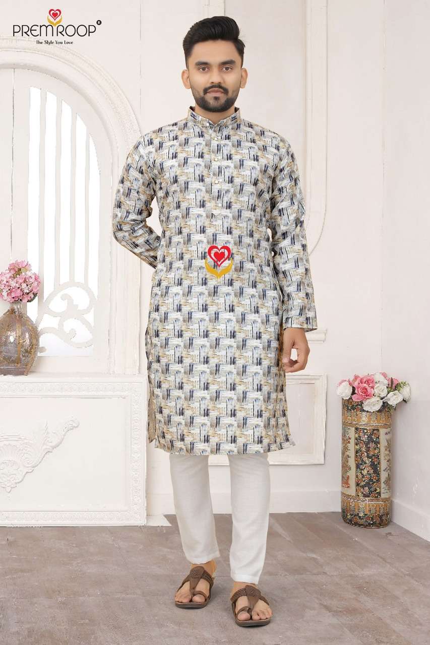 Prem Roop Croceck Printed Mens Kurta wholesale price Available Only Wholesale Catalog
