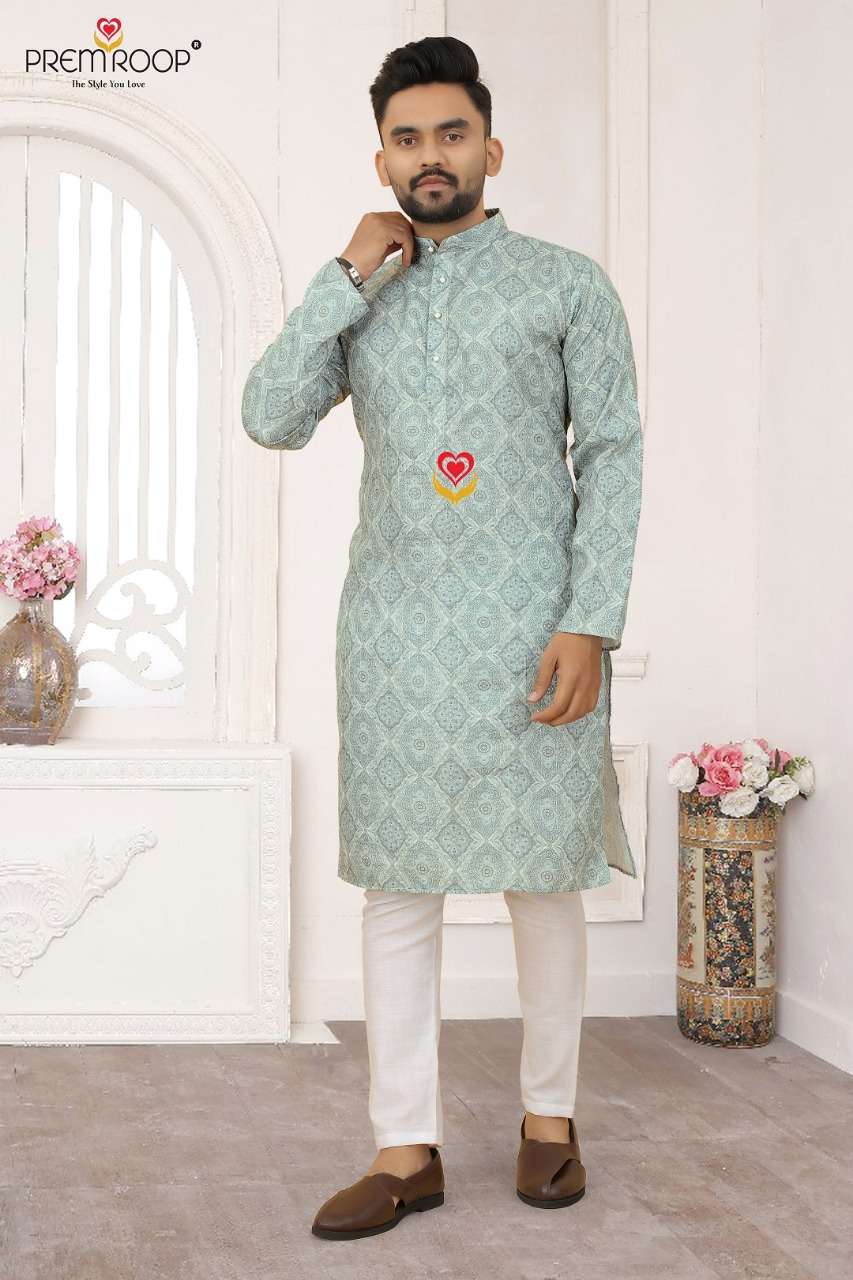 Prem Roop Croceck Printed Mens Kurta wholesale price Available Only Wholesale Catalog