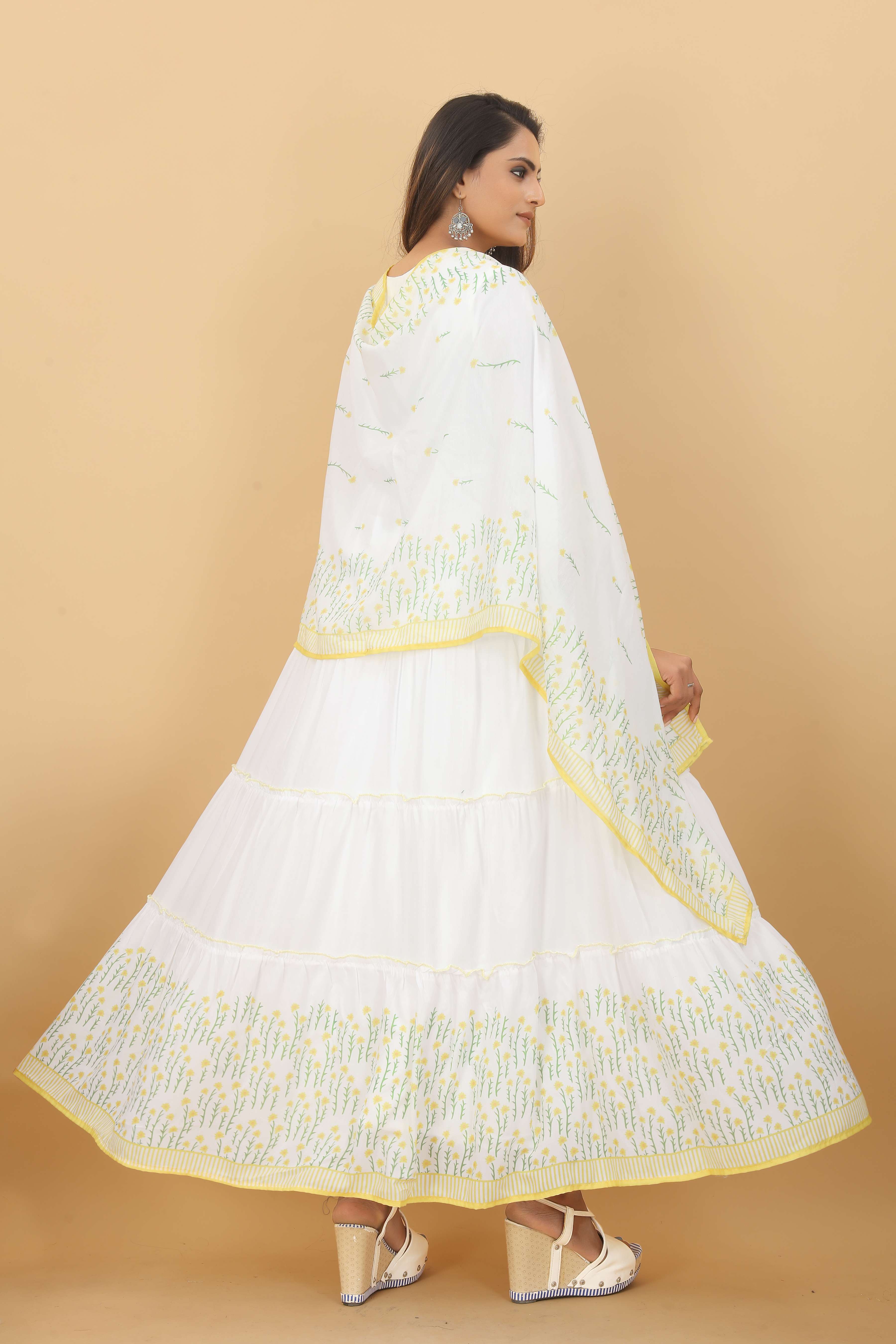 PREMSETU LAUNCHED MEERA GOWN DUPATTA  ON THREE LAYERED STYLE POLY MULL COTTON